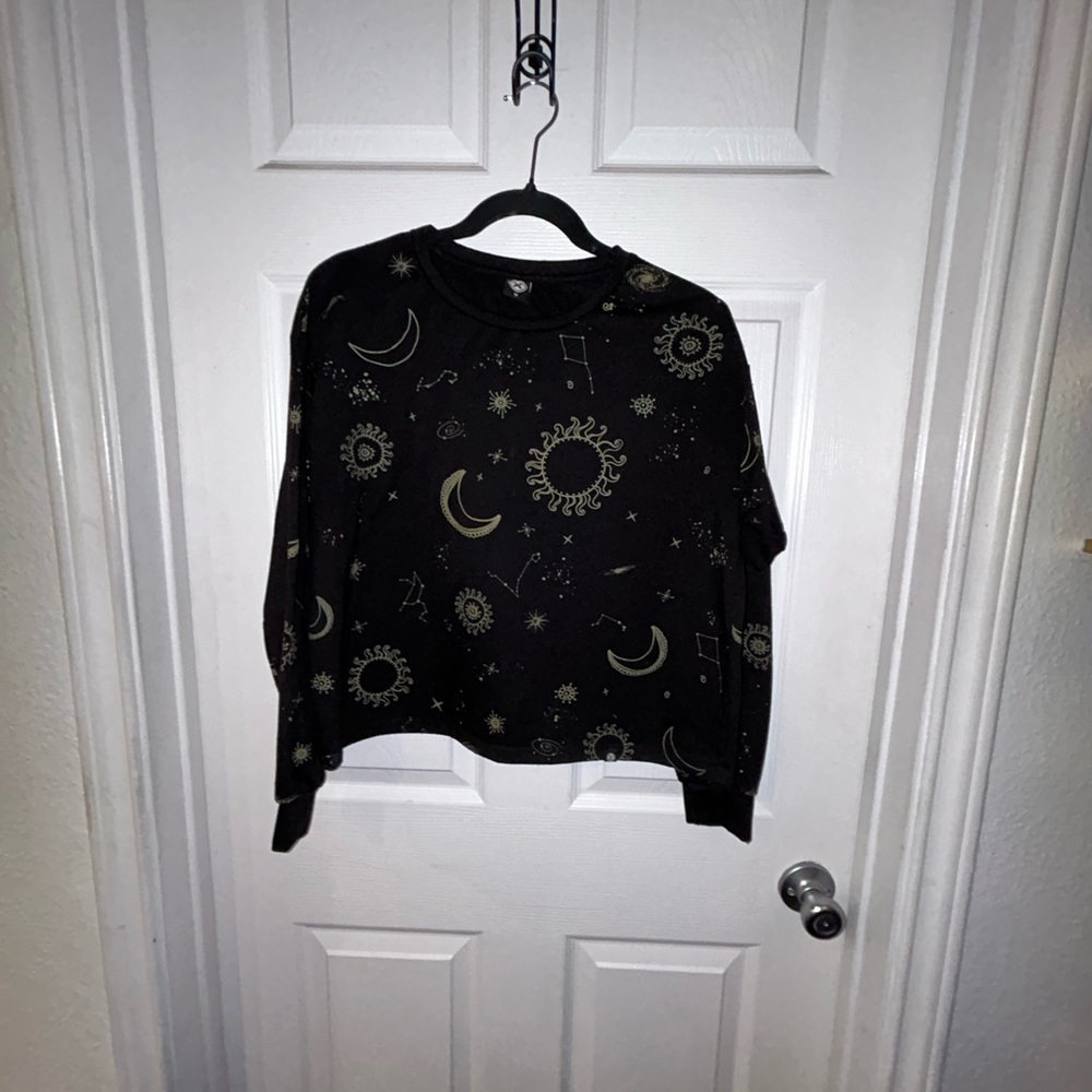(Nordstrom) Celestial Black Sweatshirt with Gold Accents